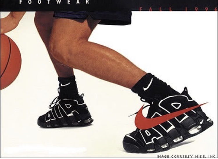 Nike ad featuring the Nike Air More Uptempo. 
