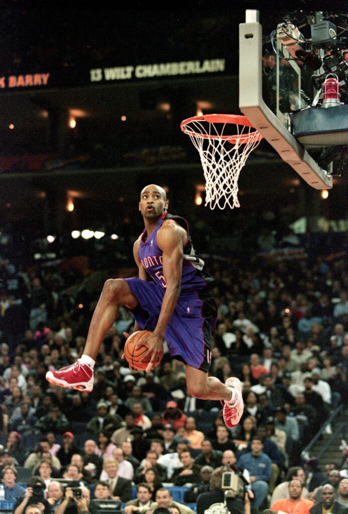 Vince Carter wearing the And1 Tai Chi Mid during the 2000 NBA Dunk Contest. 