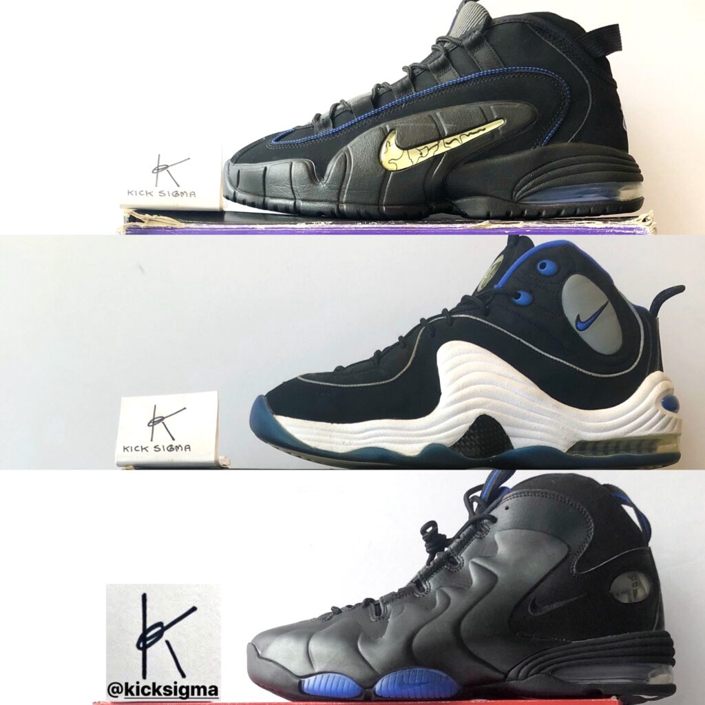 The Nike Air Max Penny (top), the Air Penny 2 (middile) and the Nike Air Penny 3 (bottom). 