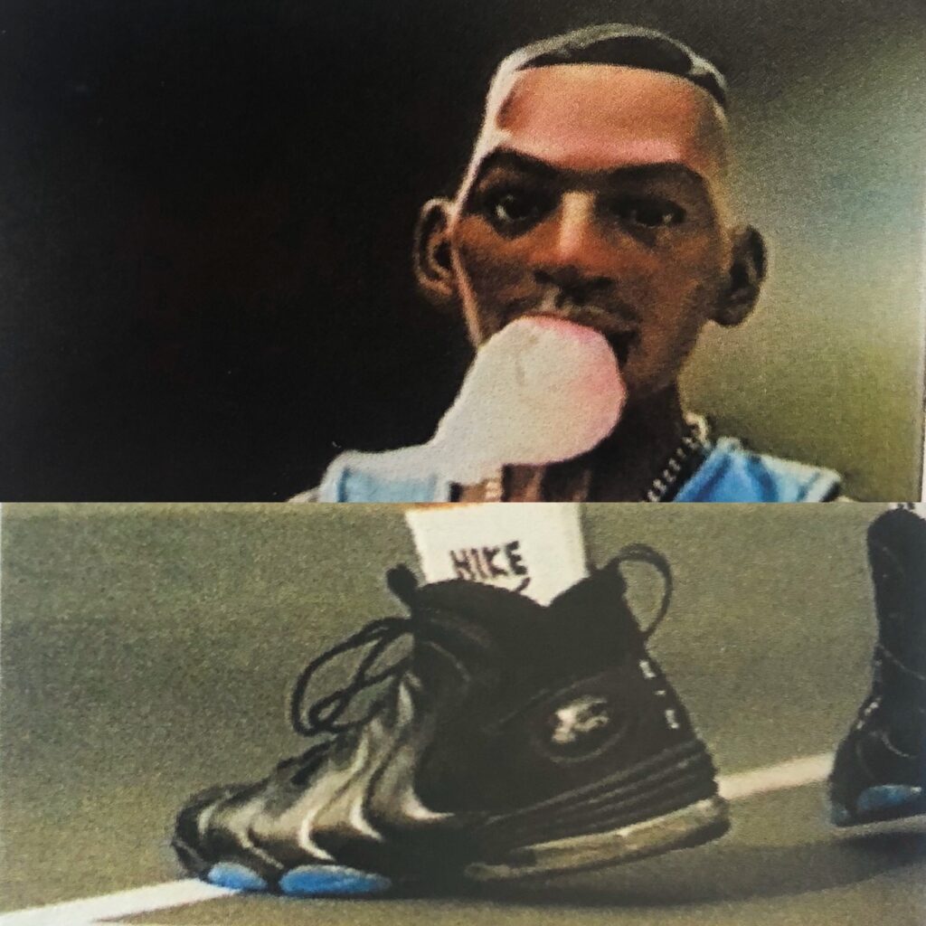 Lil' Penny (top) and the Nike Air Penny 3 (bottom), in the Nike Frozen Moment commercial. 