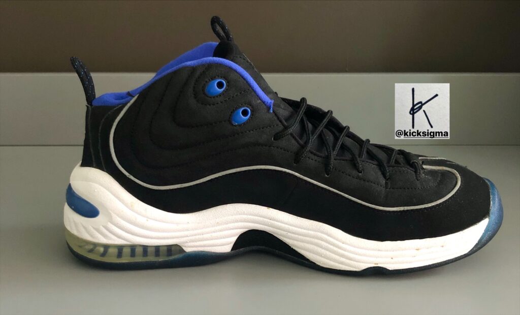 The Nike Air Penny 2, left shoe medial view. 