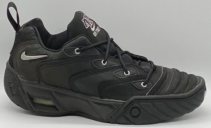 The Nike Air Ndestrukt low in the black, silver colorway. 