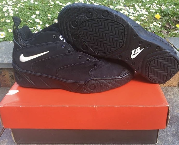 The Nike Air Penetrator Mid in the black, white colorway. 