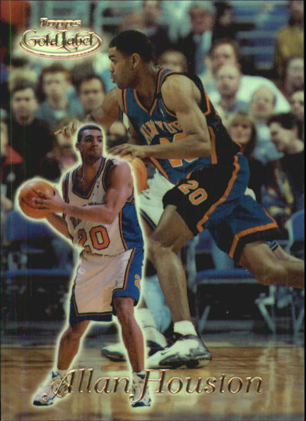 Allan Houston wearing the Nike Air Vis Zoom Uptempo in the white, black, graphite, silver colorway.  