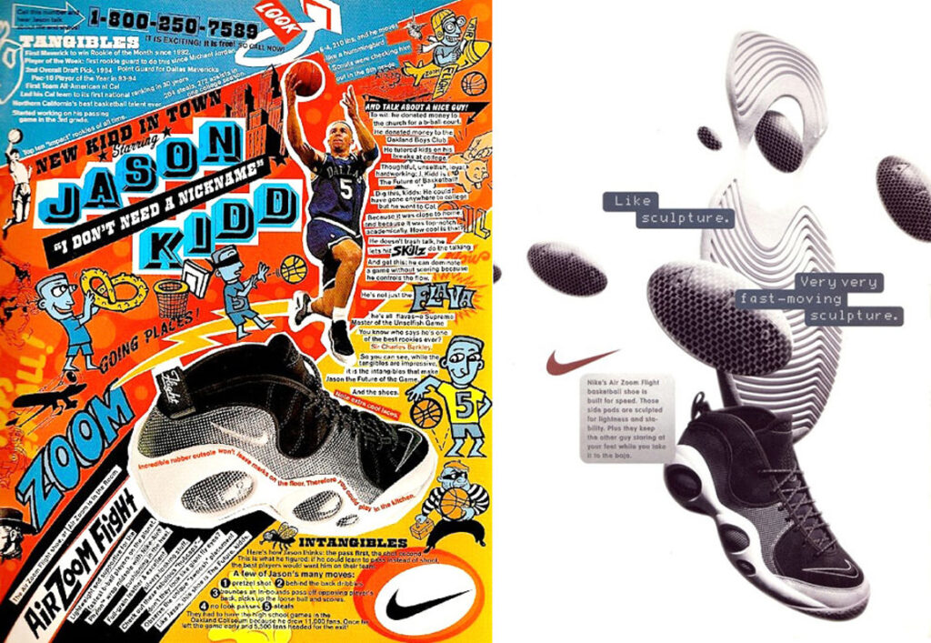 Original Nike Air Zoom Flight 95 ads featuring Jason Kidd.  