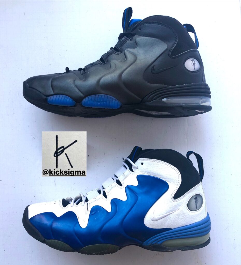 The Nike Air Penny 3 black (top) and white (bottom). 
