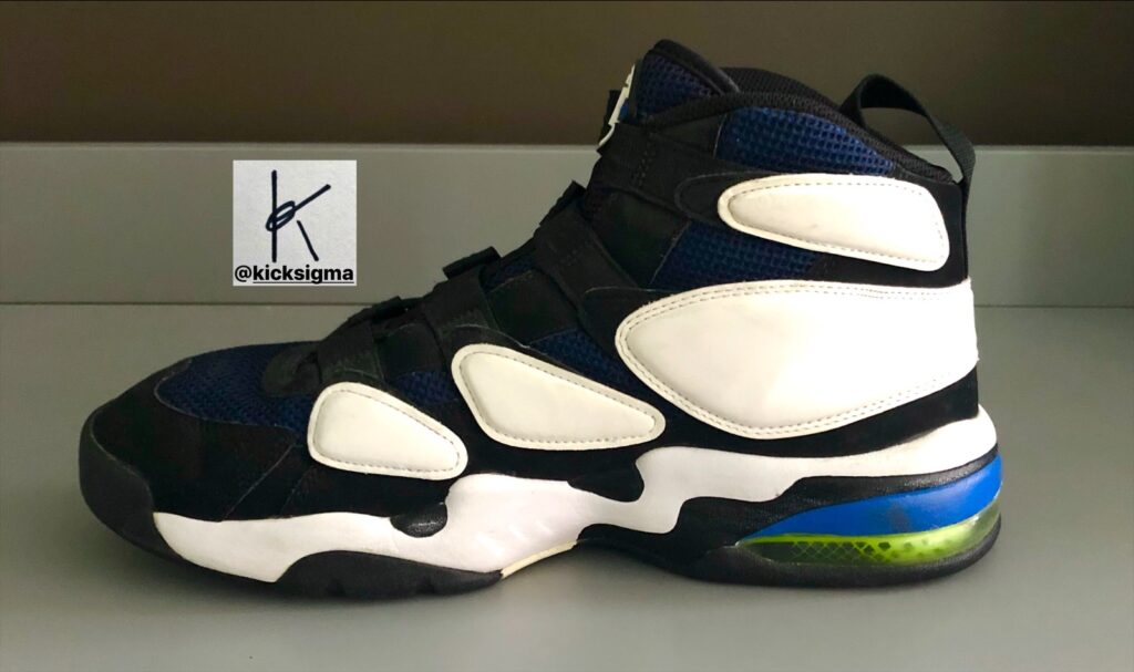The Nike Air Max 2 Uptempo "Duke" colorway, right shoe medial view. 