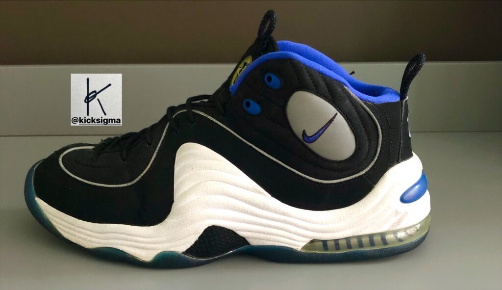 The Nike Air Penny 2, left shoe lateral view. 