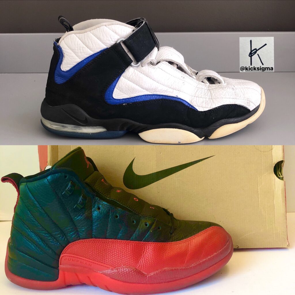The Nike Air Penny 4 (top) and the Air Jordan 12 (bottom). 
