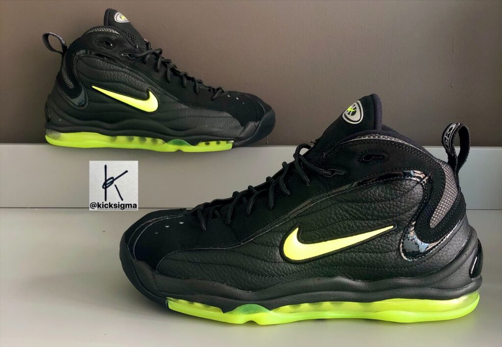 The Nike Air Total Max Uptempo, black, volt colorway. 