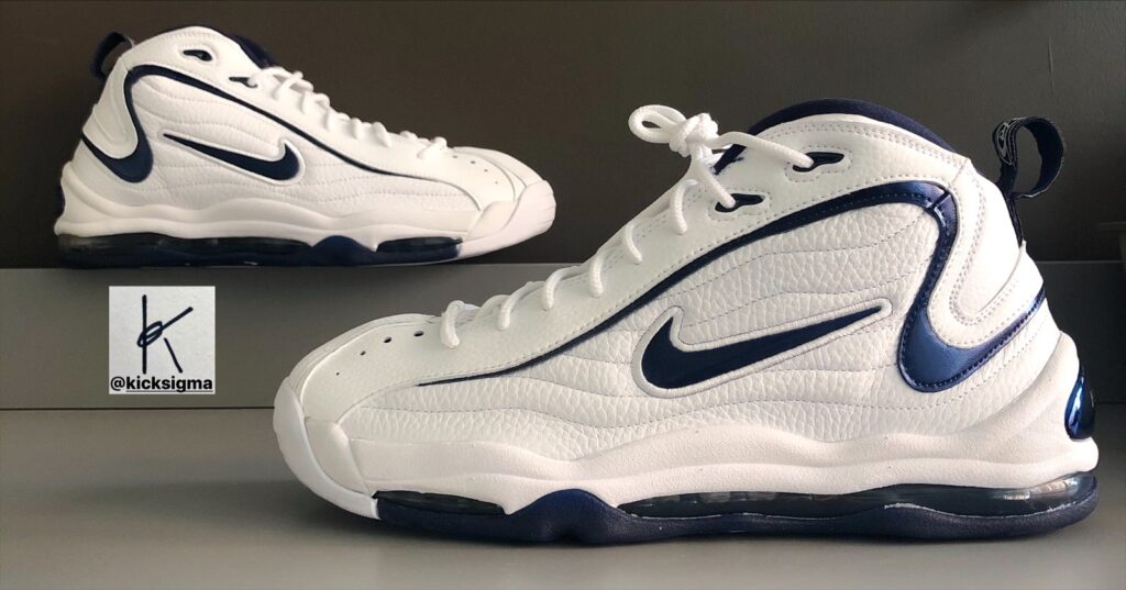 The Nike Air Total Max Uptempo, white, navy colorway. 