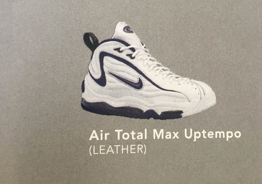 The Nike Air Total Max Uptempo, white, navy colorway, prototype. 