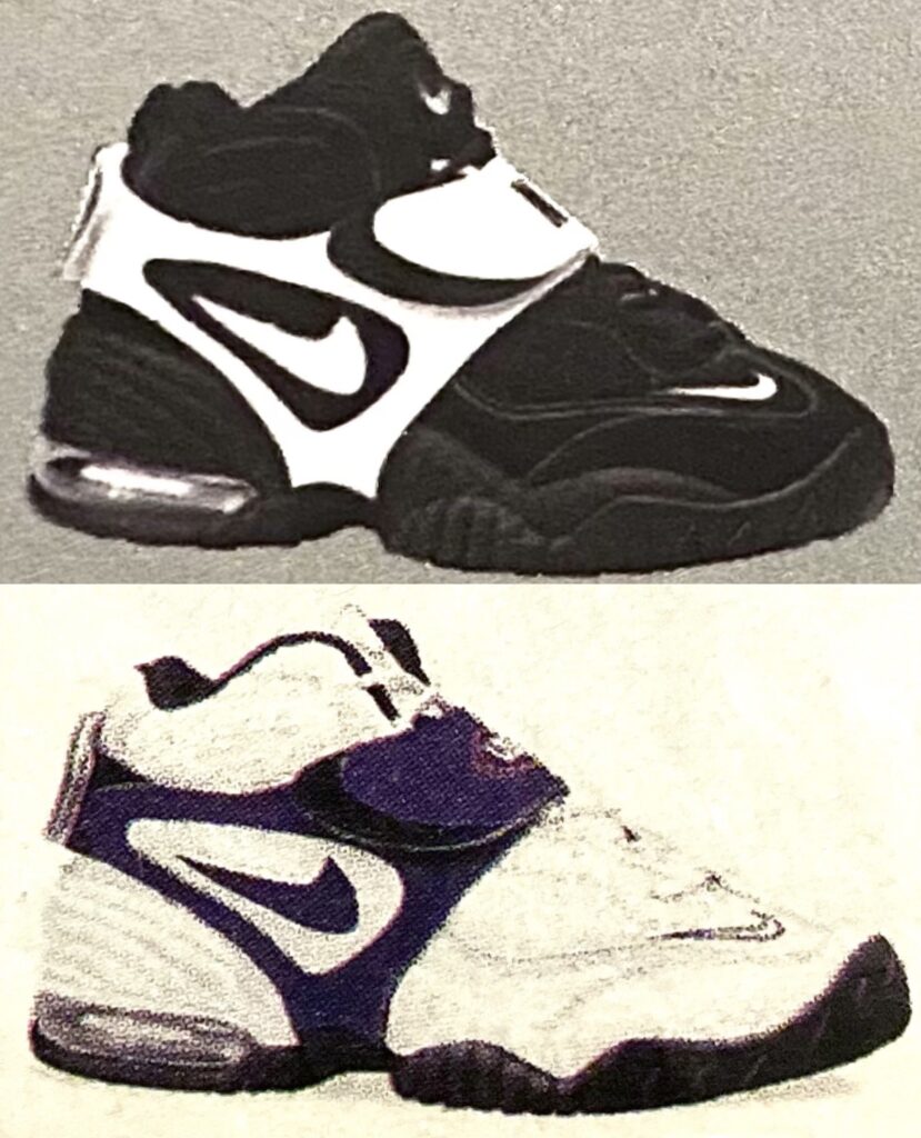 The Nike Air Adjust Force Mid in black (top) and white (bottom). 