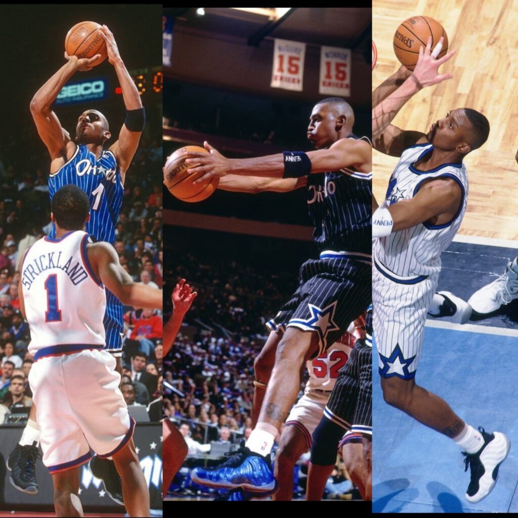 Penny Hardaway wearing three different prototypes of the Air Foamposite One. 
